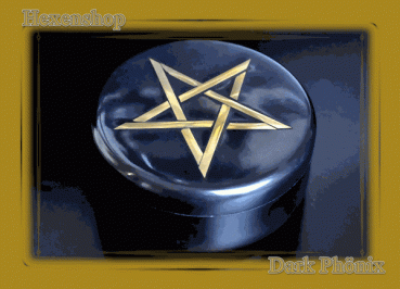 Hexenshop Dark Phönix Speckstein Dose rund mit Pentagramm